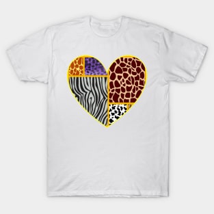 Love Heart Shape Jungle Print Design T-Shirt